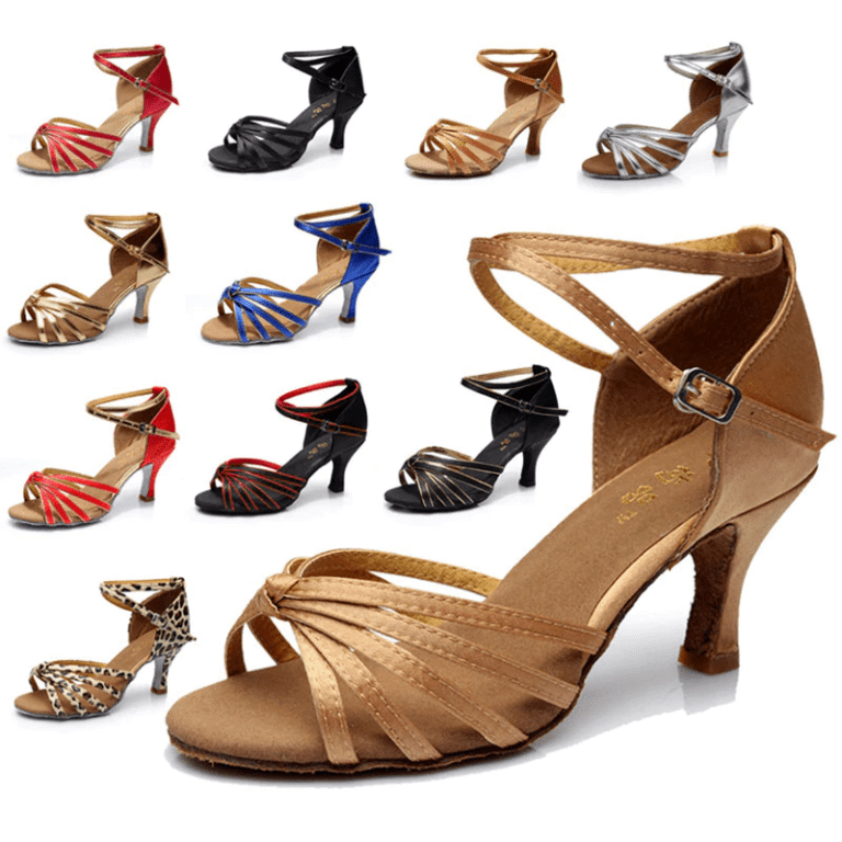 DILEECHI Latin Dance Shoes Rainbow Colors bright PU Women’s Salsa